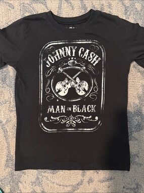 Johnny Cash Kids' Black Graphic Tee - 'Man in Black'